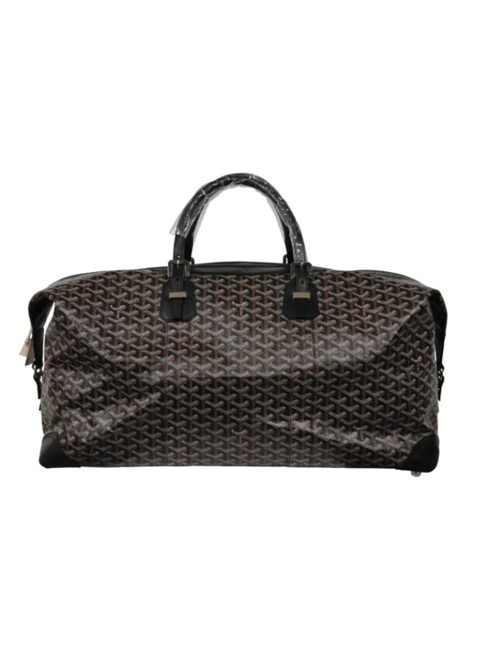Goyard Boeing 55 Duffle Bag Black Brown Travel Carry On Weekend Luggage Silver